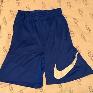 Nike Blue Athletic Shorts with White Swoosh